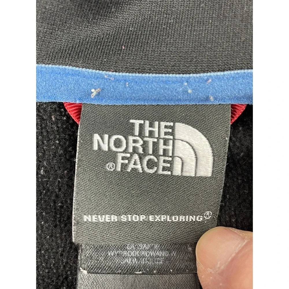 The North Face Sweater Mens Large Black 1/4 Zip Pullover Zip Pocket Hiking